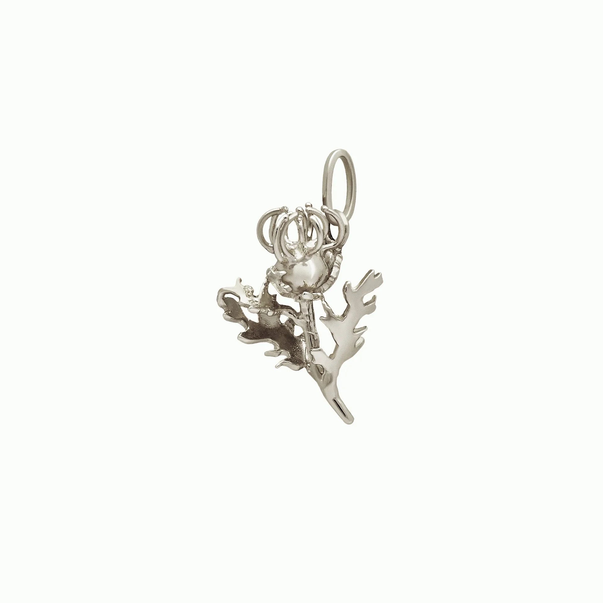 Silver thistle pendant on a white background