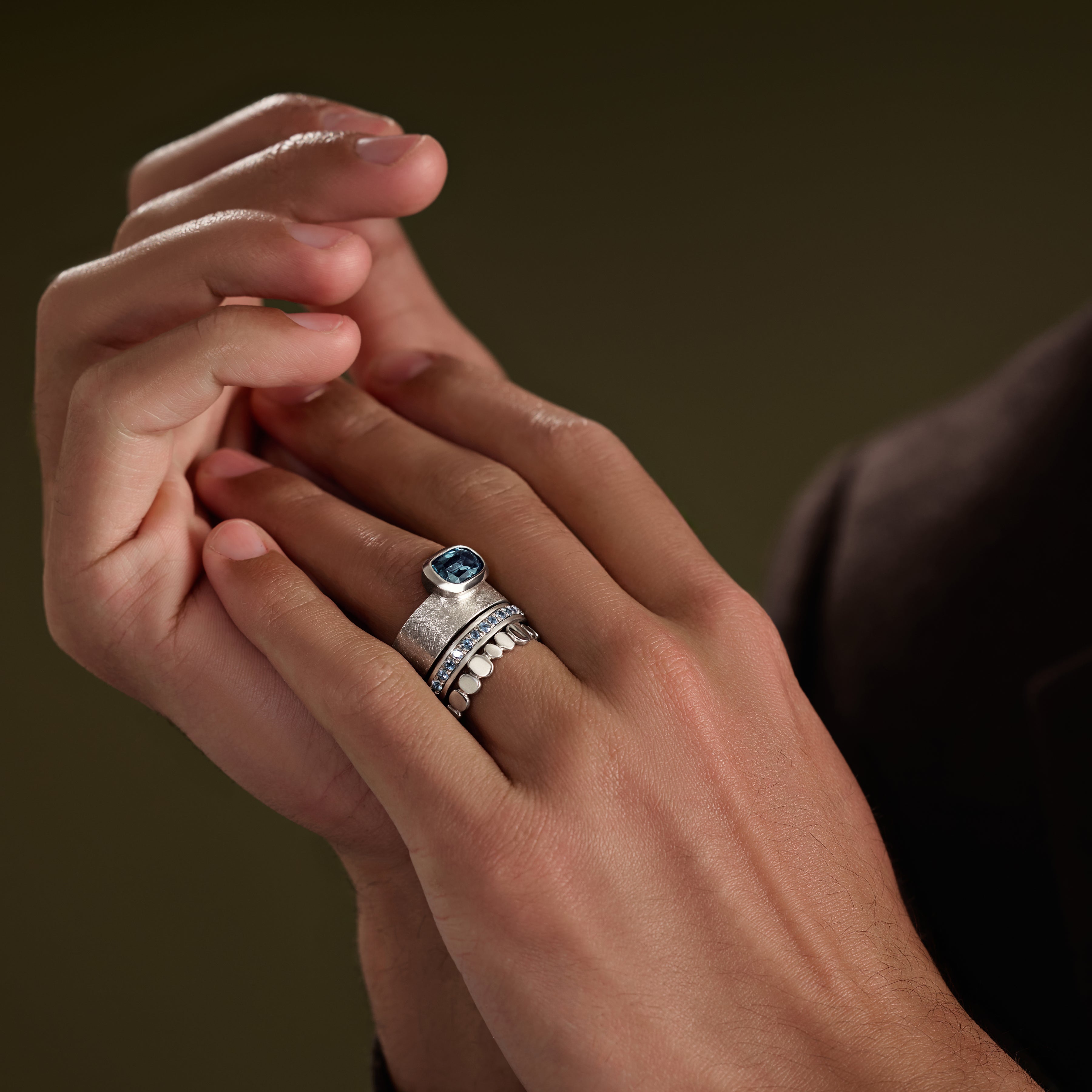 ECLIPSE: Wide Spinel Solitaire Band