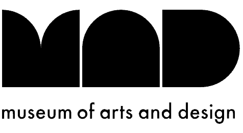 Logo of the Museum of Arts and Design with 'MAD' letters on a white background.