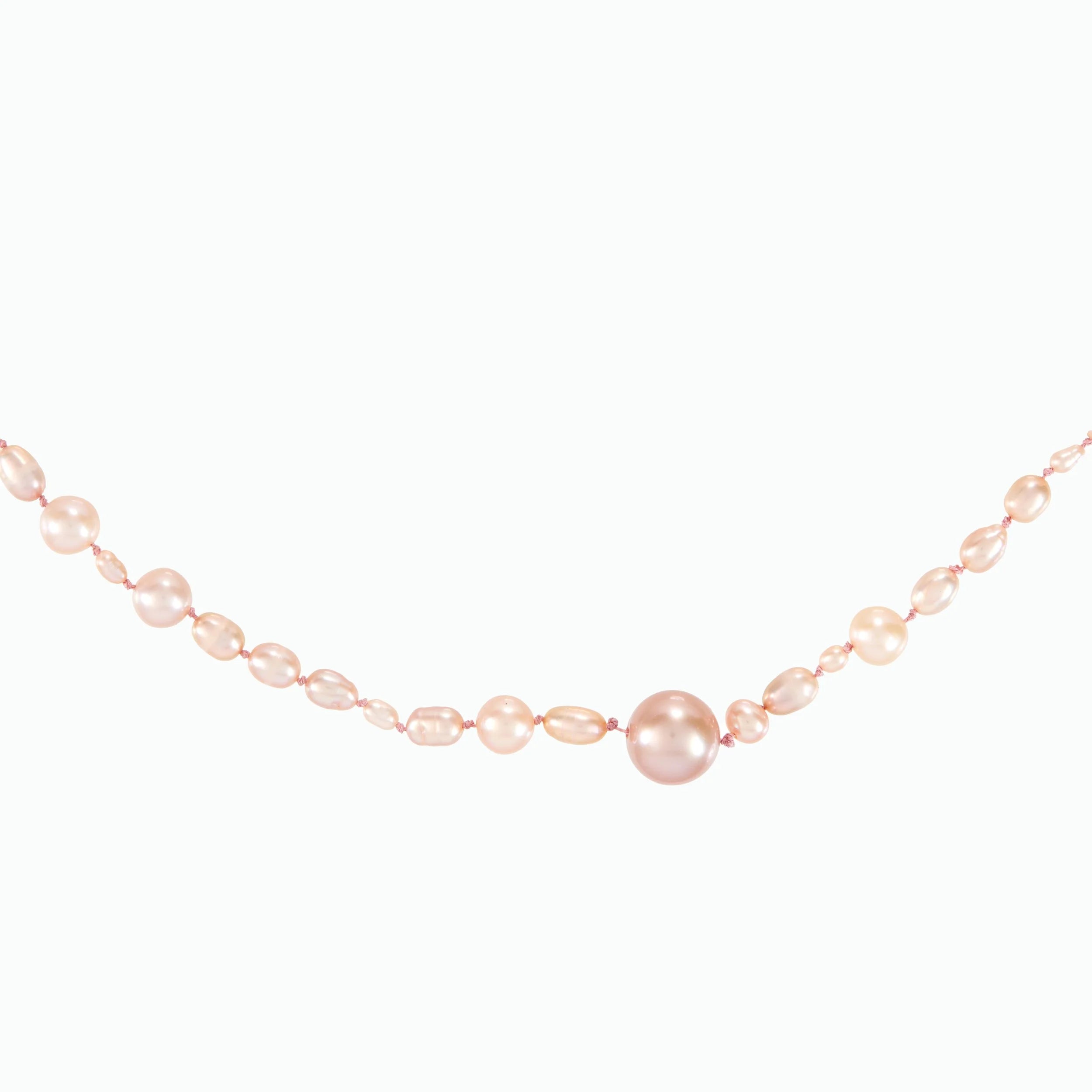 Pearl necklace on a white background